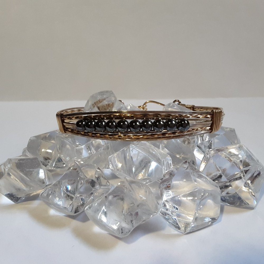 Hematite Bead Hand Wrapped 14kt Gold Filled Sterli